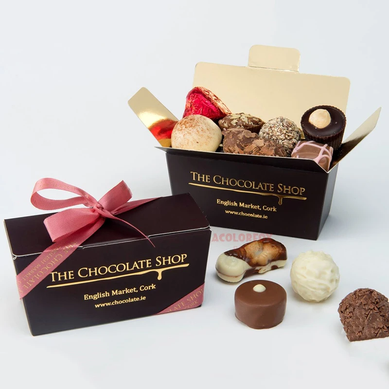 Full Printing Easy Assemble Empty Chocolate Truffle Boxes Black Chocolate Christmas Gift Box