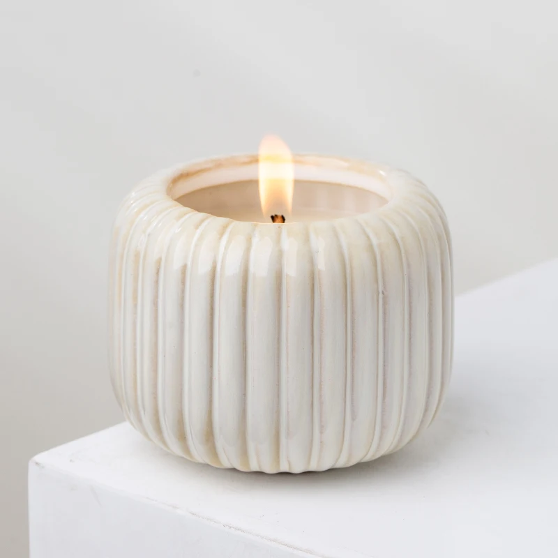 YUANWANG wholesale ceramic candle vessels empty candle jar with lidscandle container