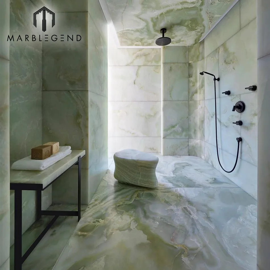 Transparent Marble Stone Open Book Green Onyx Slab bar Top Living Room Wall and Floor Decorative