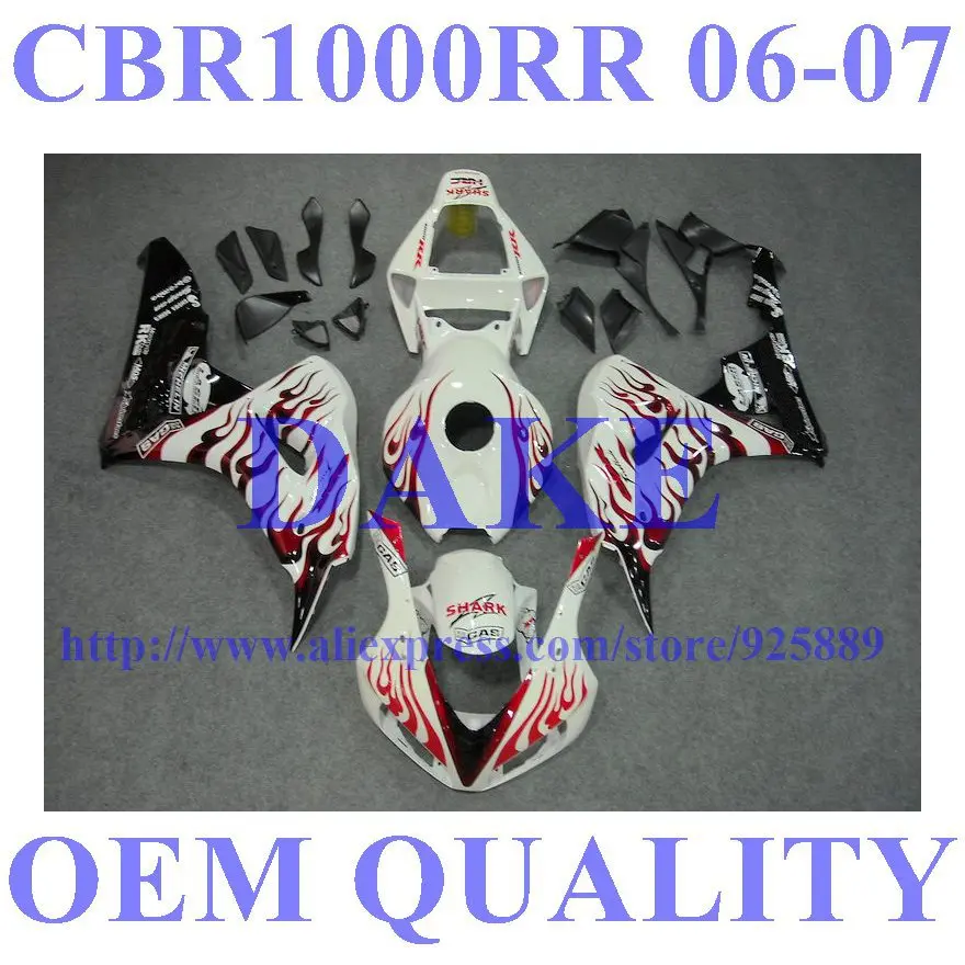Injection Fairing For Best CBR1000RR 06-07 CBR1000 RR 2006 2007 CBR 1000 RR 06 07 Red Flame White Black Fairing Parts