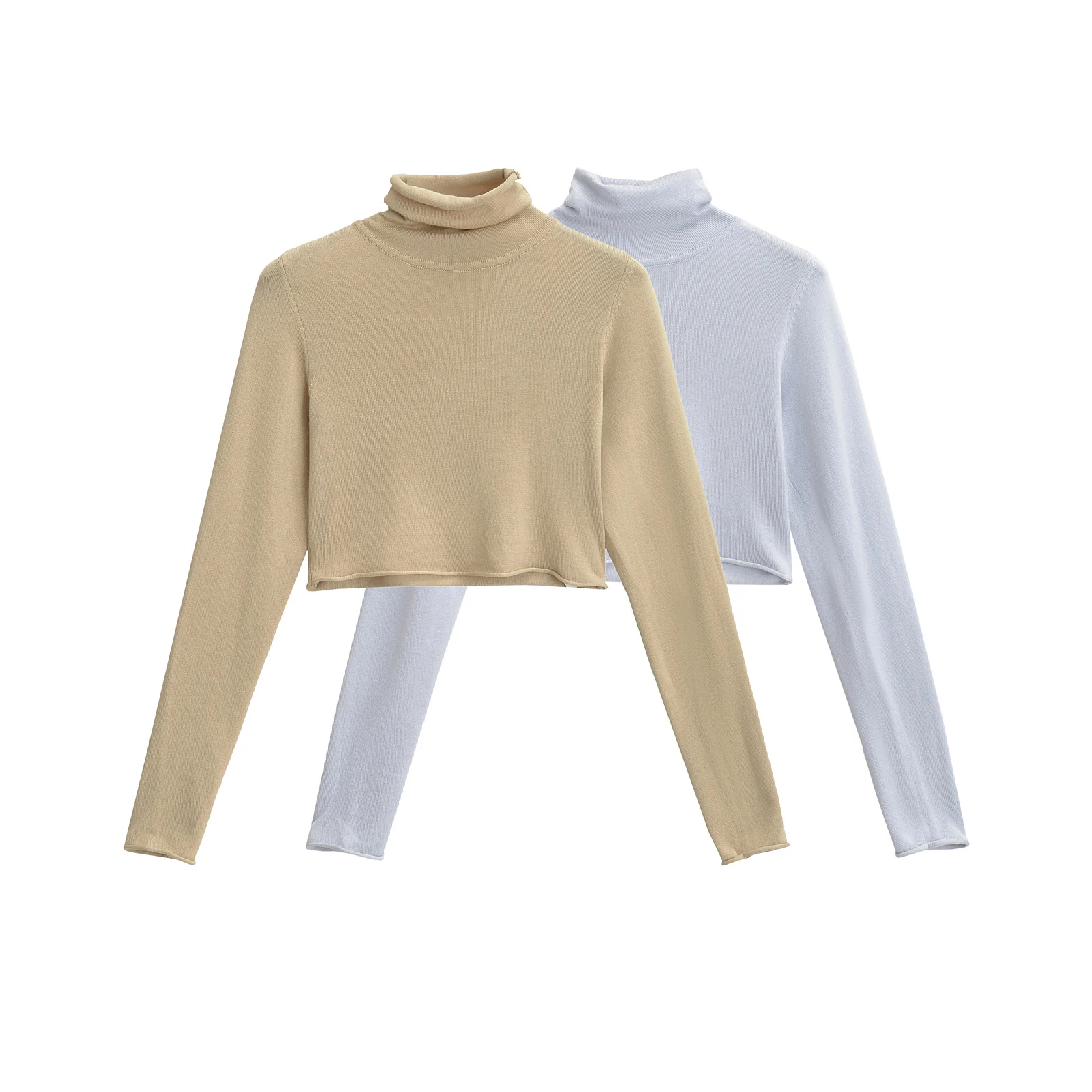 2 colorway long sleeve turtleneck collar solid color knitted casual fashion pullover sweater for women