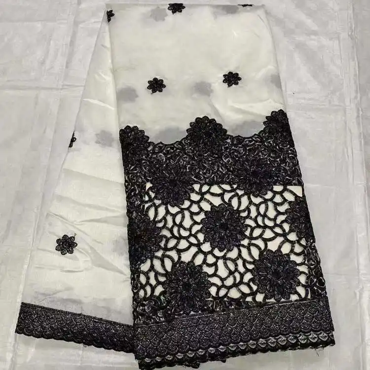 AN7005   fashion latest african lace fabrics white nigerian george  lace for making dress