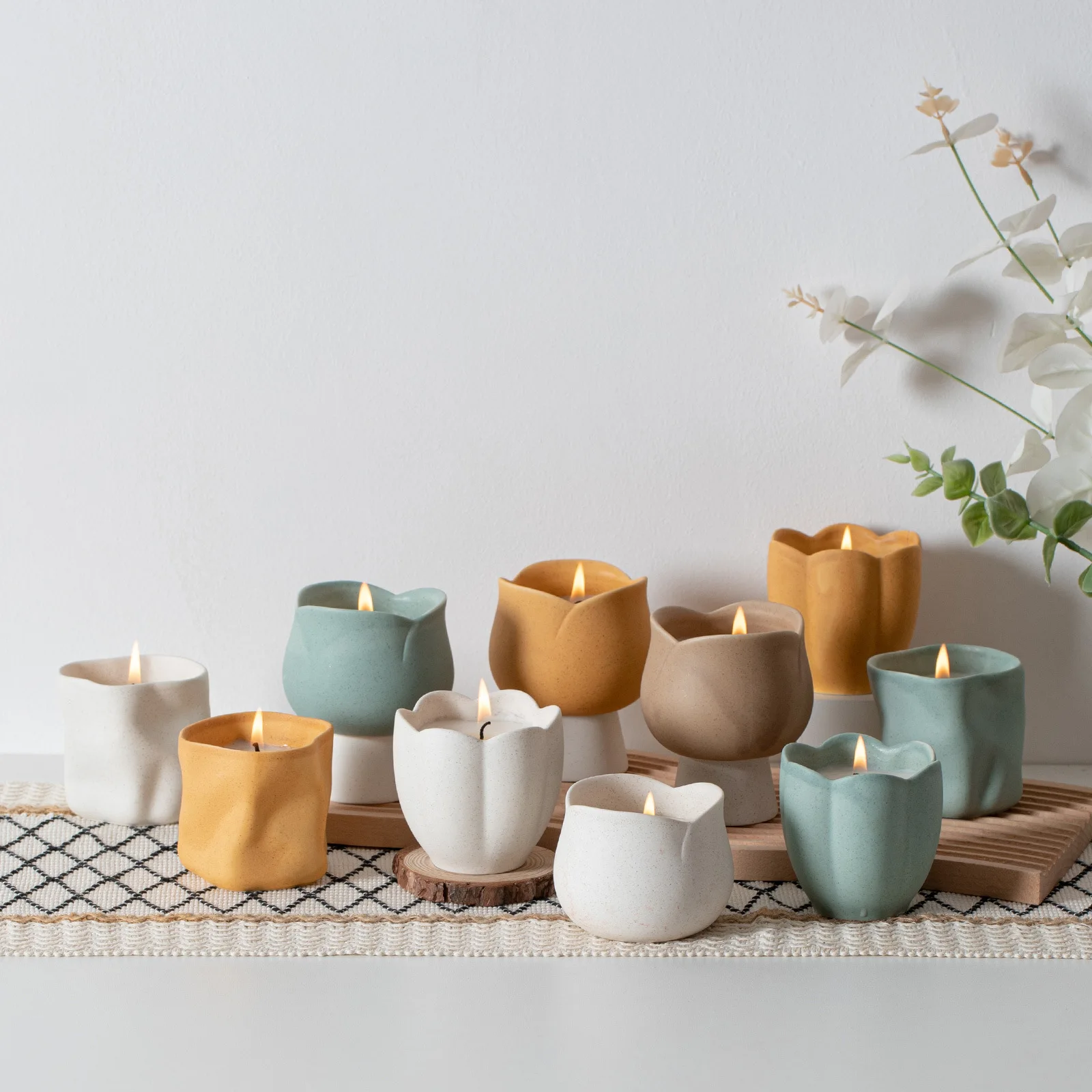 colorful nordic tulip candle holder decor for table ceramic candle jars