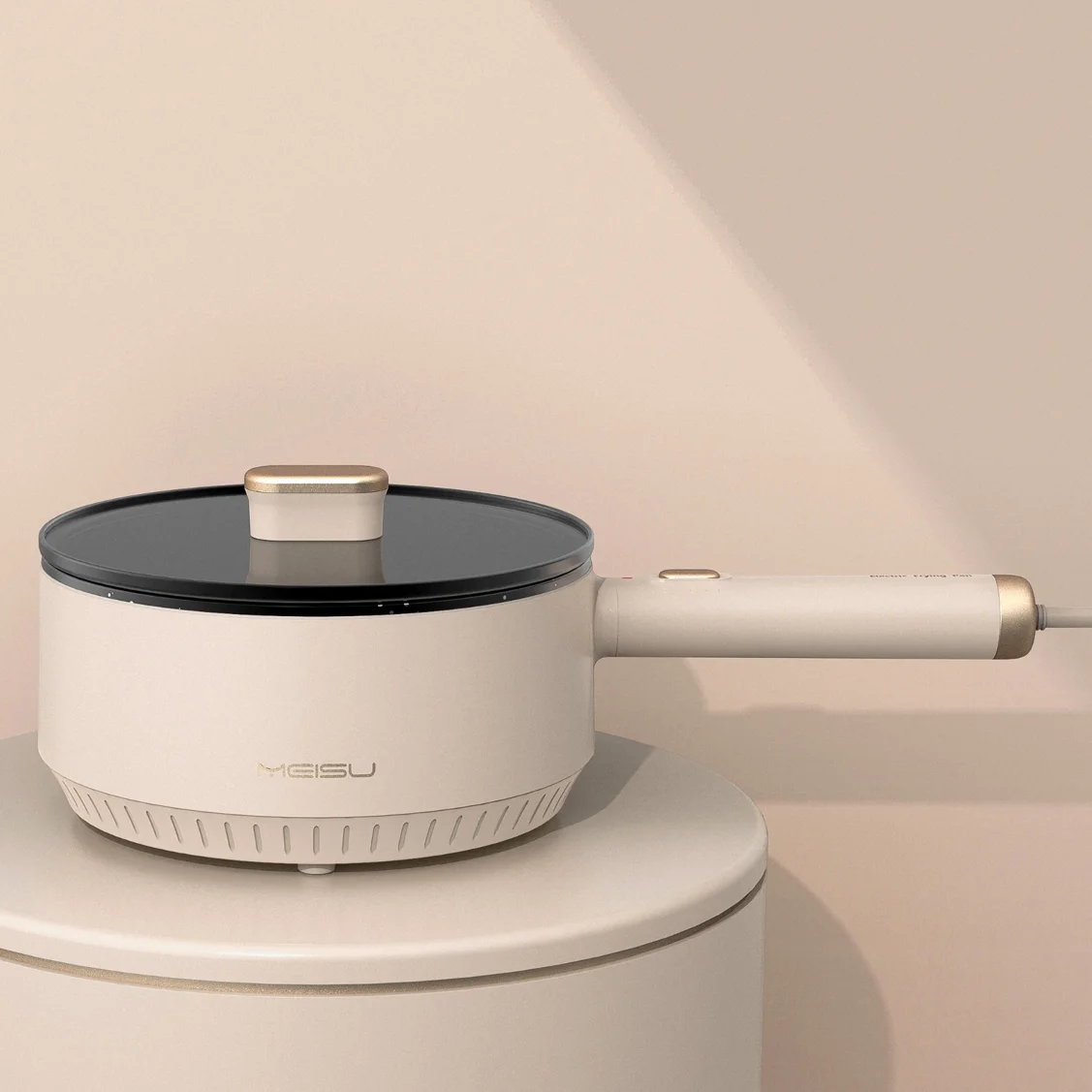 Factory Price Multi Function Frying Pan White Non Stick Ceramic Coating Electric Mini Cooking Pot