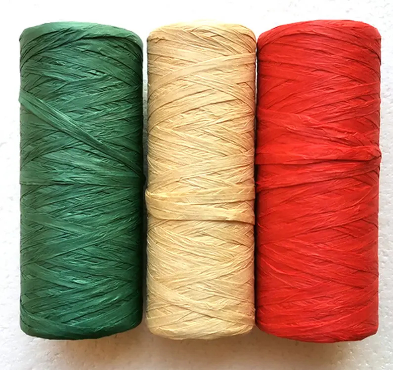 Raffia Ribbon Red Green Natural 3 Rolls 1080 Feet, 360 Feet Each Roll, Paper Twine Wrapping Ribbon for Christmas