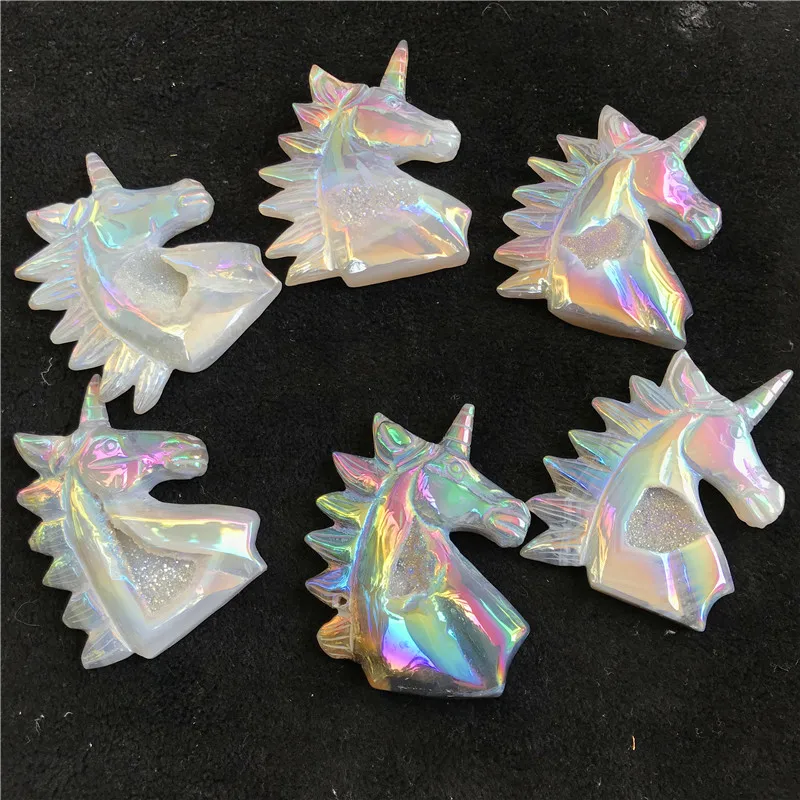 Wholesale Pretty Angel Aura Agate Geode Crystal Unicorns For Gift