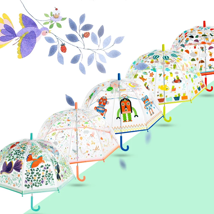 New product promotion can be customized fashion with printed elements of water colour change kids pvc umbrella