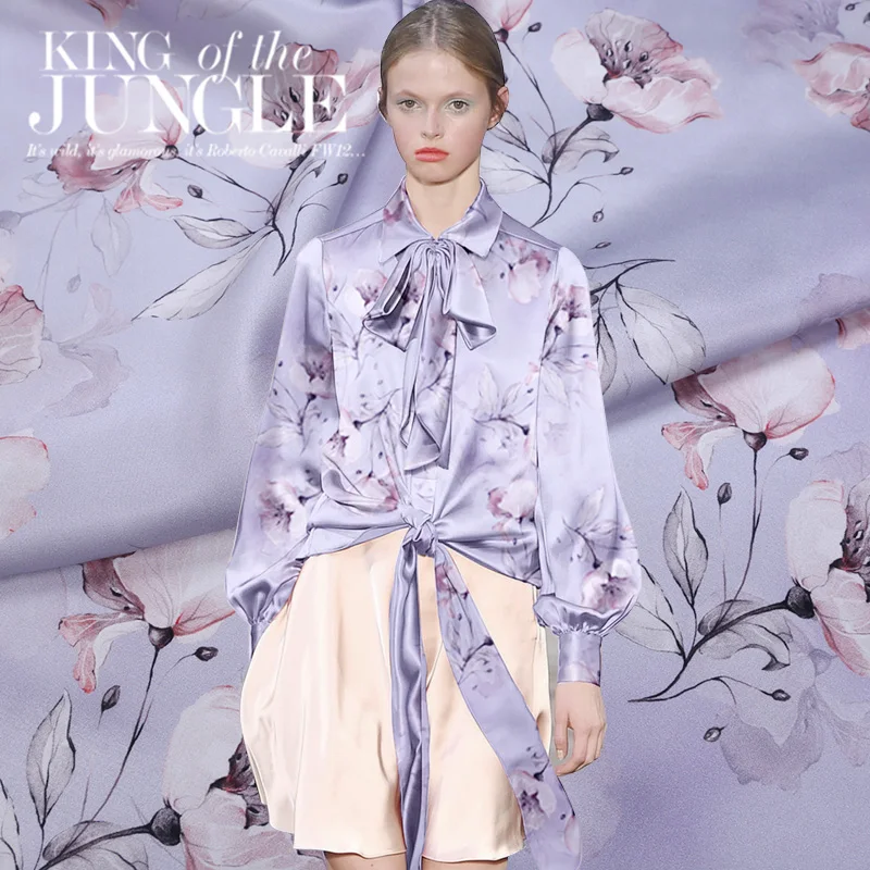 
 Атласная ткань мягкий стиль чистый шелк шармёз атласная ткань с принтом  