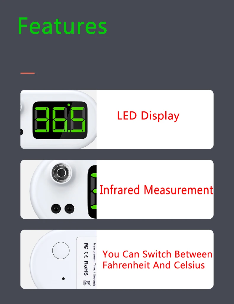  OEM alarm Non Contact Digital Body Thermomete household portable Smart USB