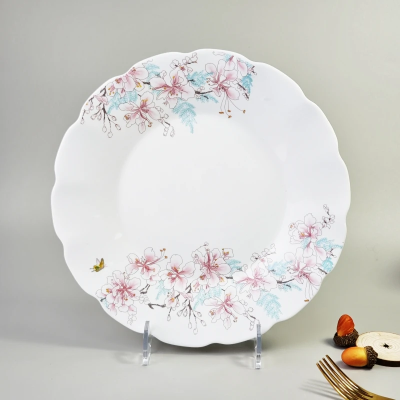 Wholesale personalized opal glass decal plate designs opal utensil plates and bowls