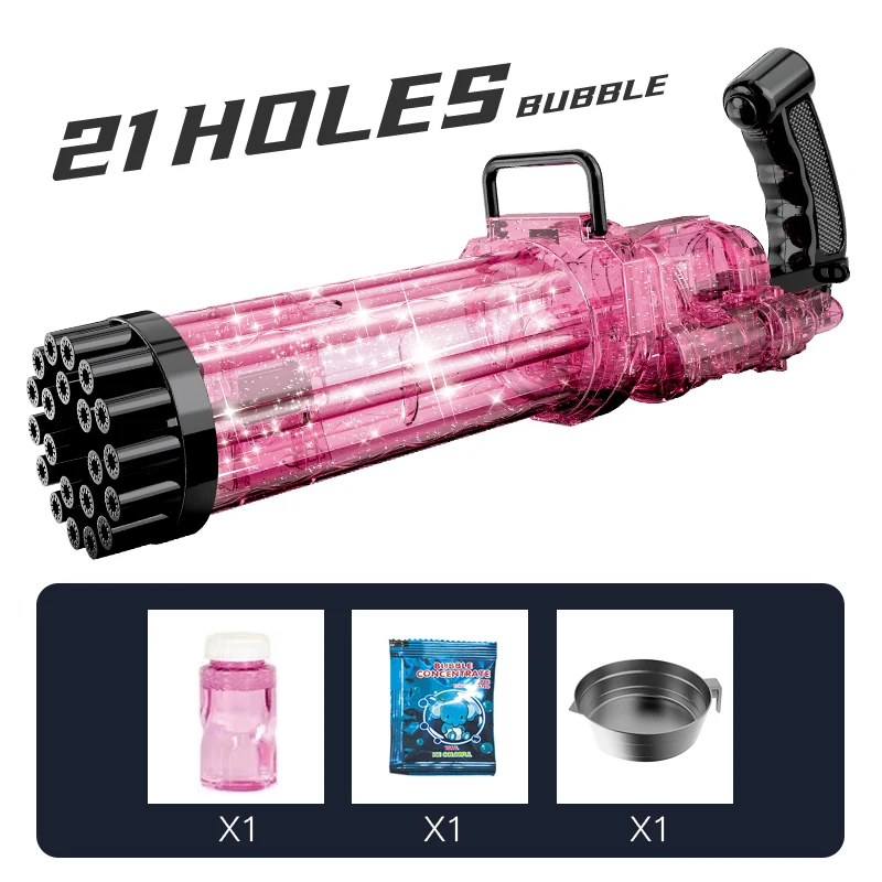 
upgrade 21 holes Gatling Bubble Machine Electric Bubble Gun Outdoor Toys Automatic Bubble Maker Machine 