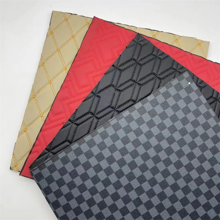Embroidery quilted ECO Friendly Recycled PVC Faux Leather Fabric for Car Seat Cover