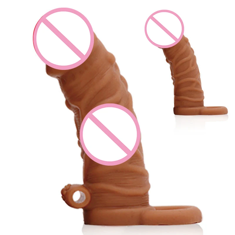 Enlargement Penis Extender Sleeve Dildo Recyclable Condom Delay Ejaculation Sex Toys For Men Intimate Goods Sex Shop