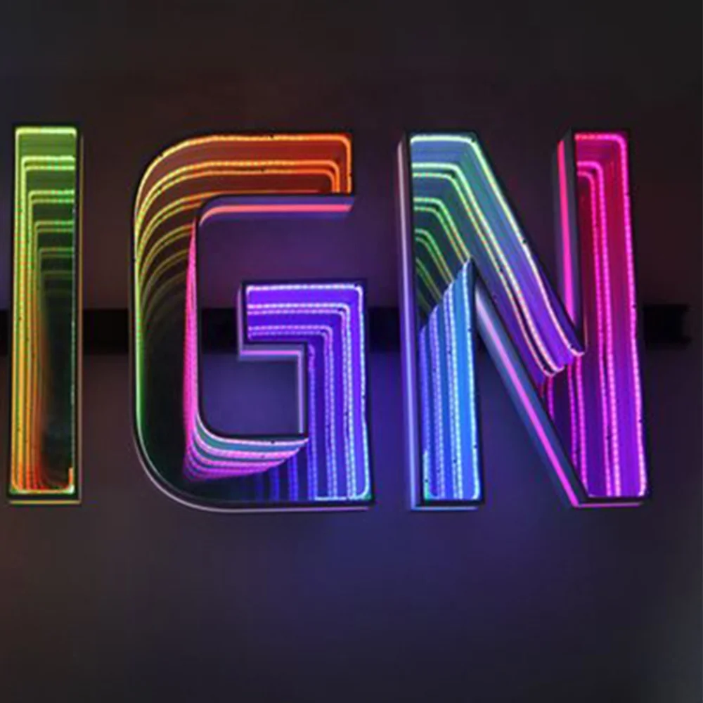 Outdoor Store Front Building Luminous Characters Led Retail Abyss Mirror Infinite Sign 3d Led Channel Letter Sign