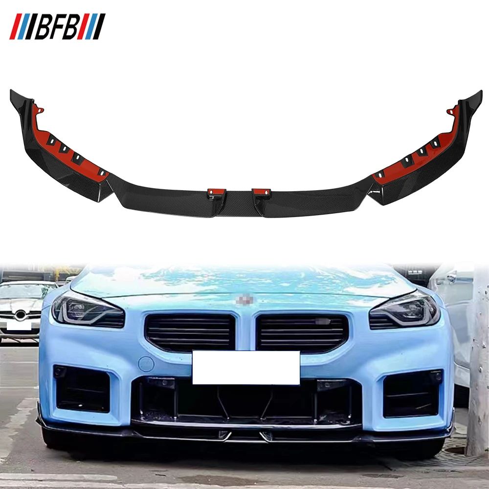 BFB Carbon Fiber For Car Front Bumper Diffuser Flaps Lip Canards For BMW G87 M2 2022 Real Dry Carbon Fiber Exterior Trim