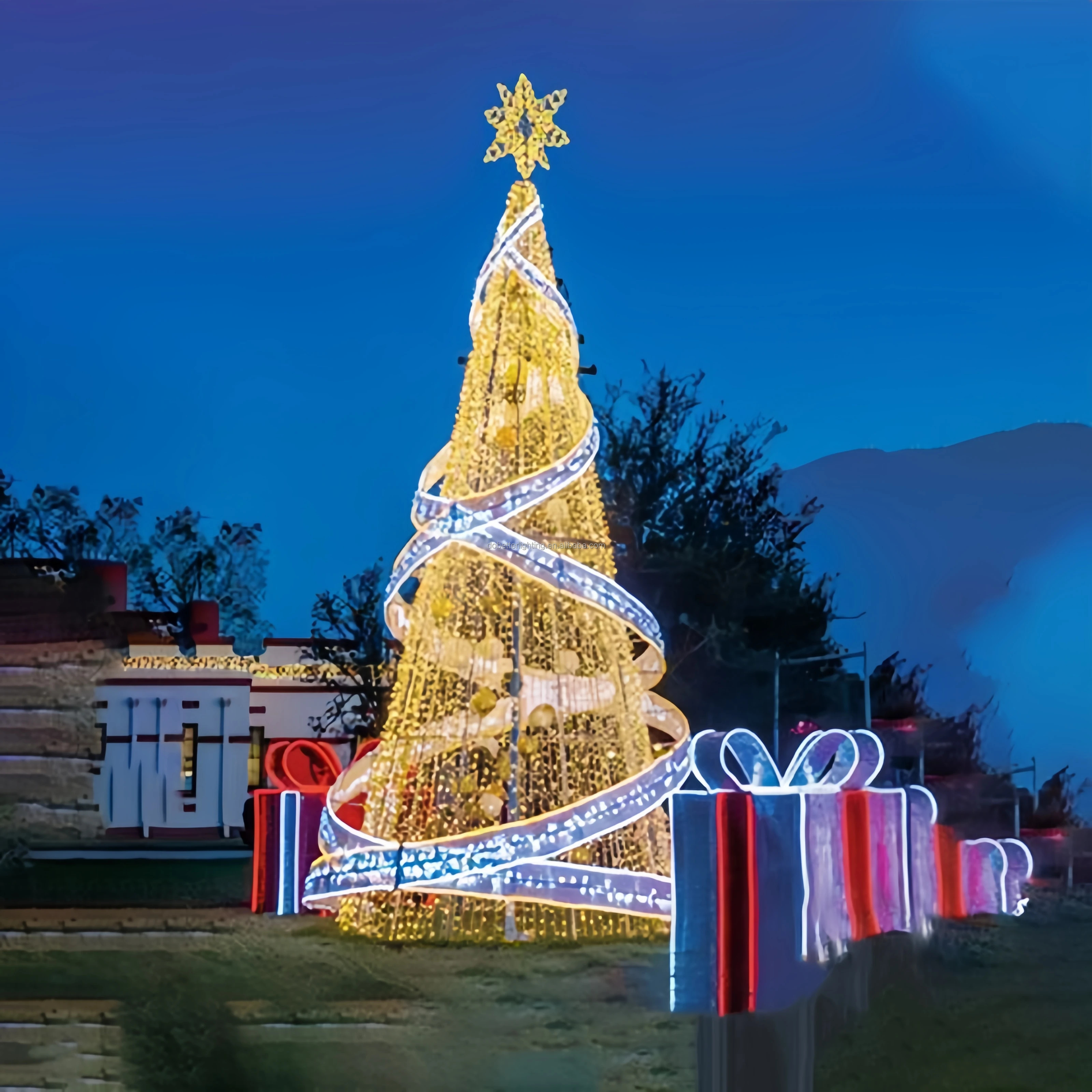 Traditional Christmas Day LED Tree outdoor Waterproof Atmosphere for shopping mall /park/party