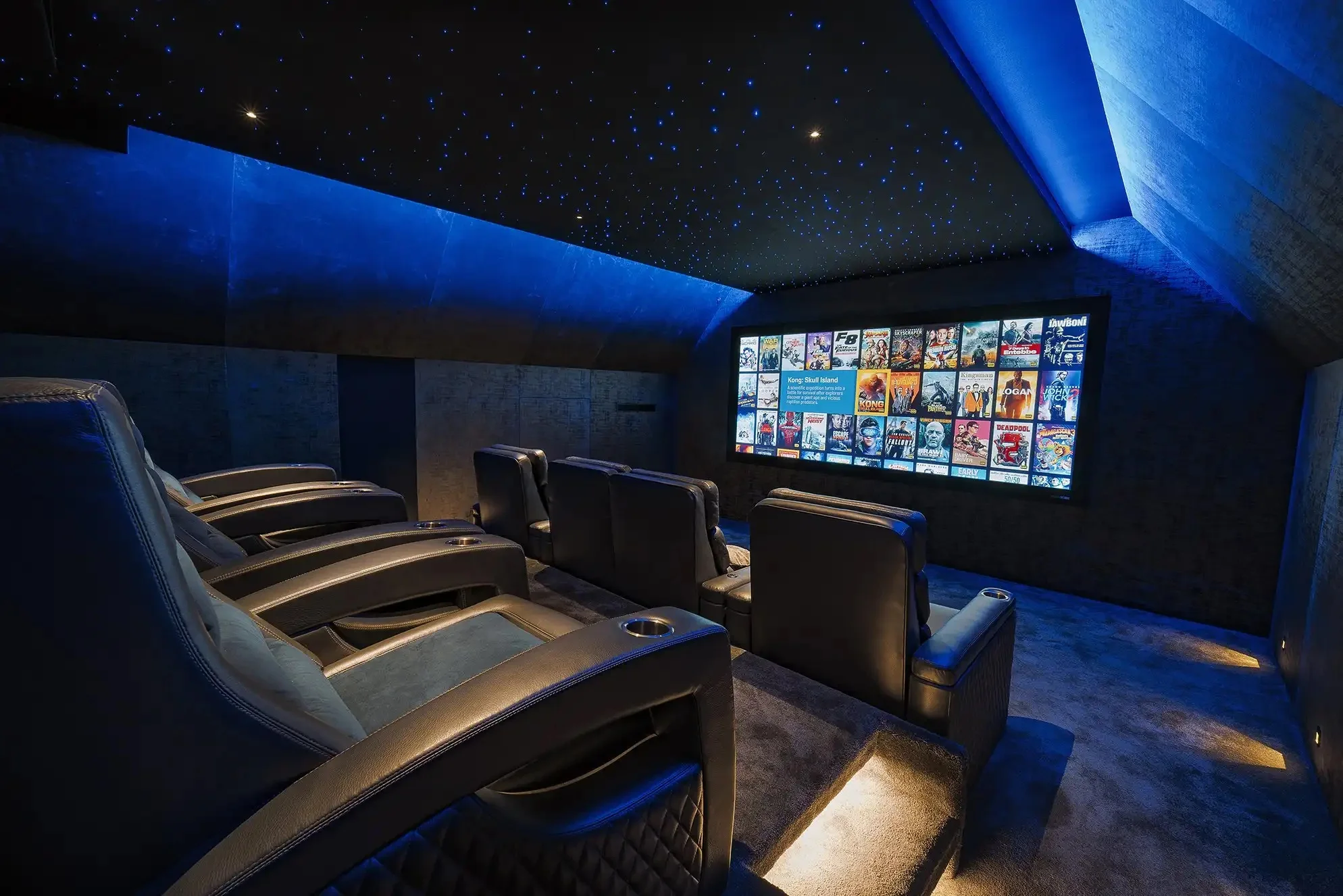 Fiber optic star ceiling panels with quality acoustic materials