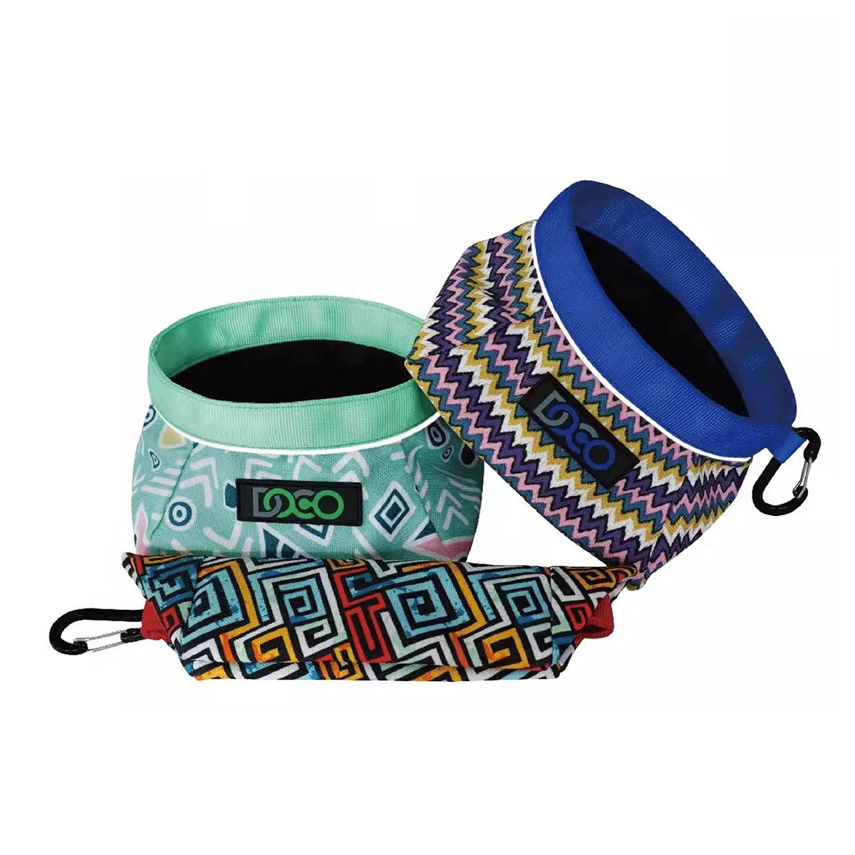 Eco Friendly Recycled Reflective Pet Bowls Foldable Waterproof Cloth Portable Travel Magnet Folding Multifunctional Dog Bowl