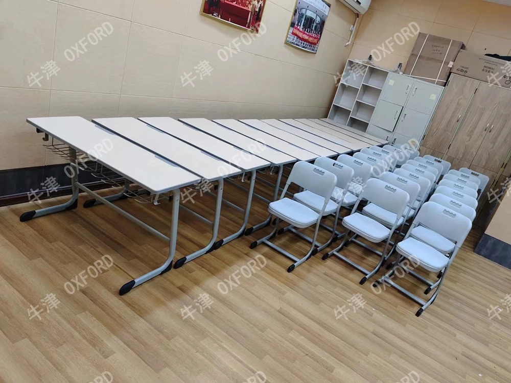 Environmentally friendly and durable school double desk school set