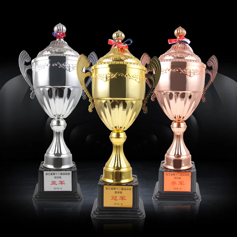 Custom Luxury Gym Competition World Sports Cup Trophy Award Real Size Resin Metal Gold Luxury Brass Bronze Iron Model Logo Gift