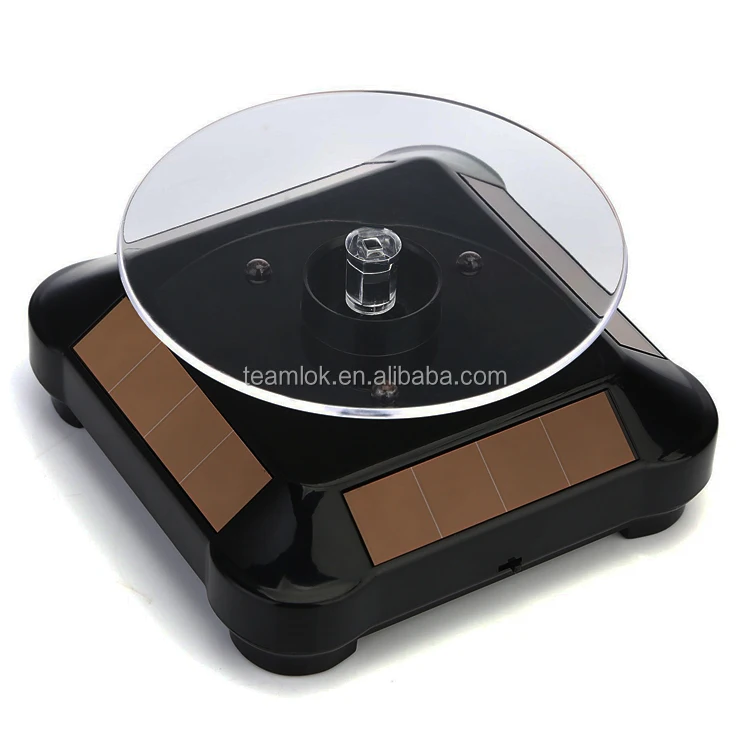 M-8082 wholesale solar battery powered exhibition rotating display white black gold silver led rotating turntable display