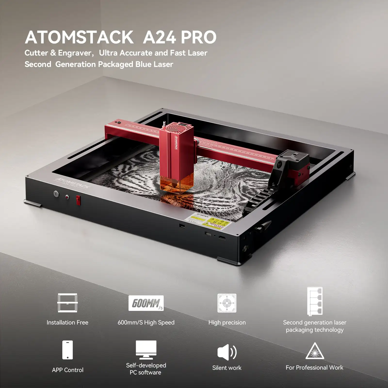 New Design Atomstack X24 Pro A24 PRO 120W All-in-one 2nd Generation Laser Engraver One-Piece Frame Engraving Cutting Machines