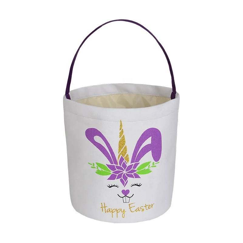 High Quality wholesale Easter egg basket for kids Amazon Hot Sell Tote Bag Unicorn Easter basket bunny