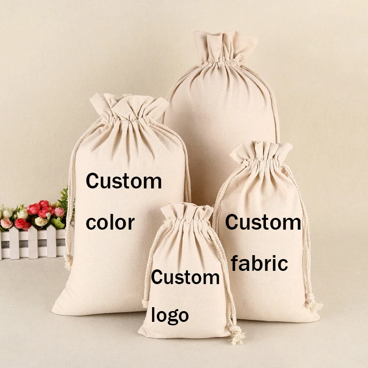 Упаковка из органического хлопка, риса, Хлопковая Сумка на шнурке, карман на шнурке, креативная Экологически чистая Холщовая Сумка для покупок с индивидуальным принтом логотипа
