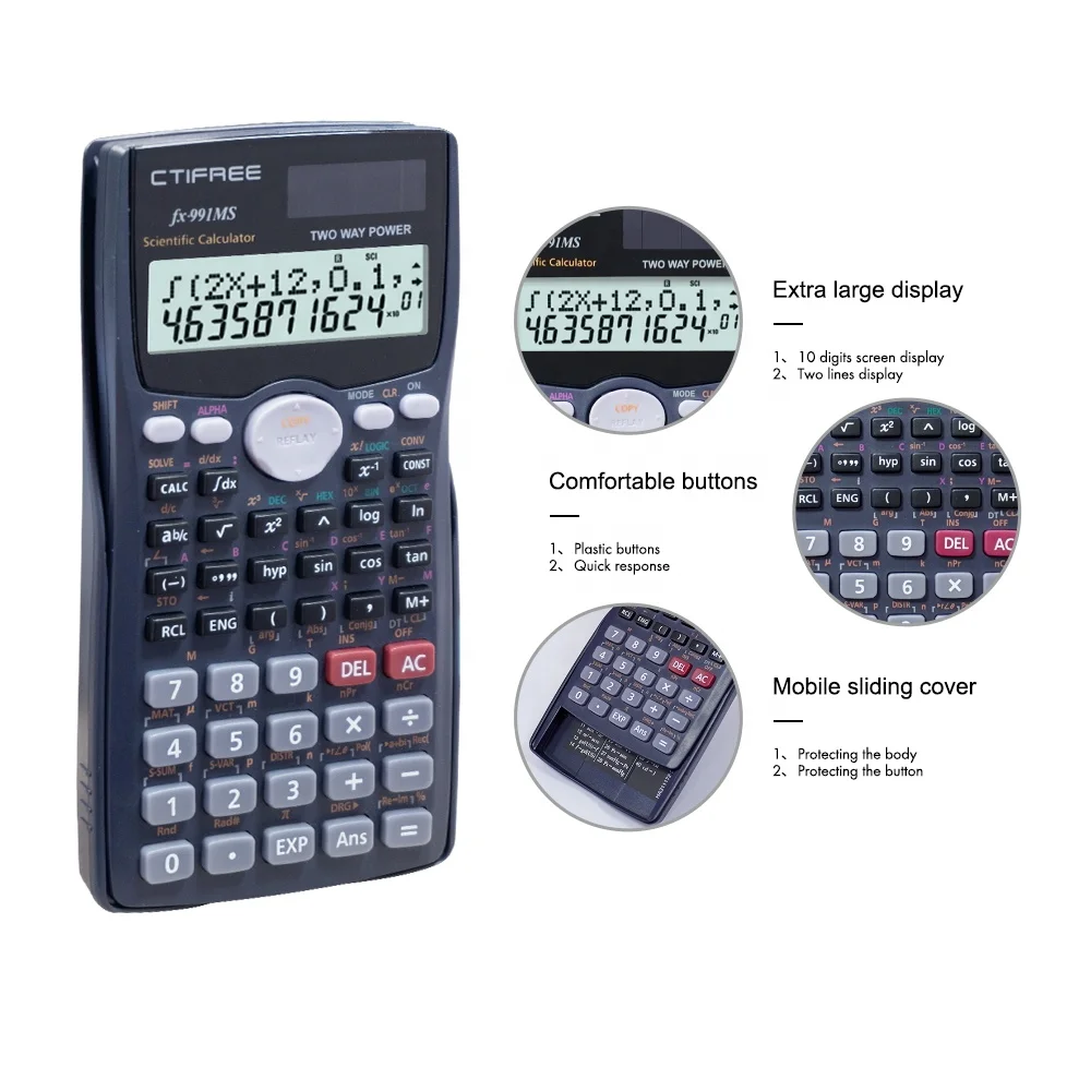 Factory Price FX 991MS 12-Digit Scientific Calculator 401 Function Customized ABS Material Scientifique Calculator Manufacturing