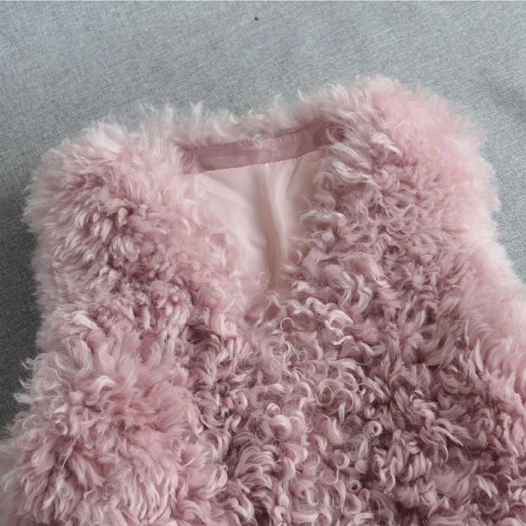 Online ladies clothes shopping full length pink black grey Turkey tigrado lamb sheep wool fur vest for lady