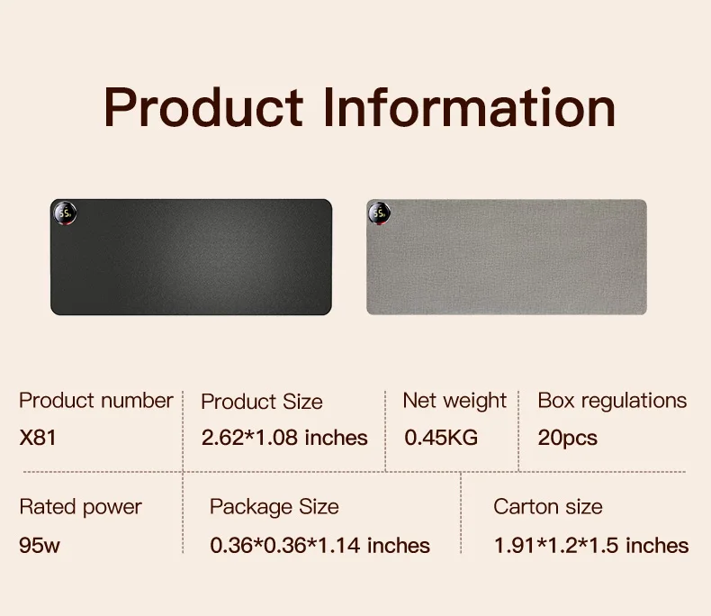 high quality innovative 4 hours timer heated mousepads