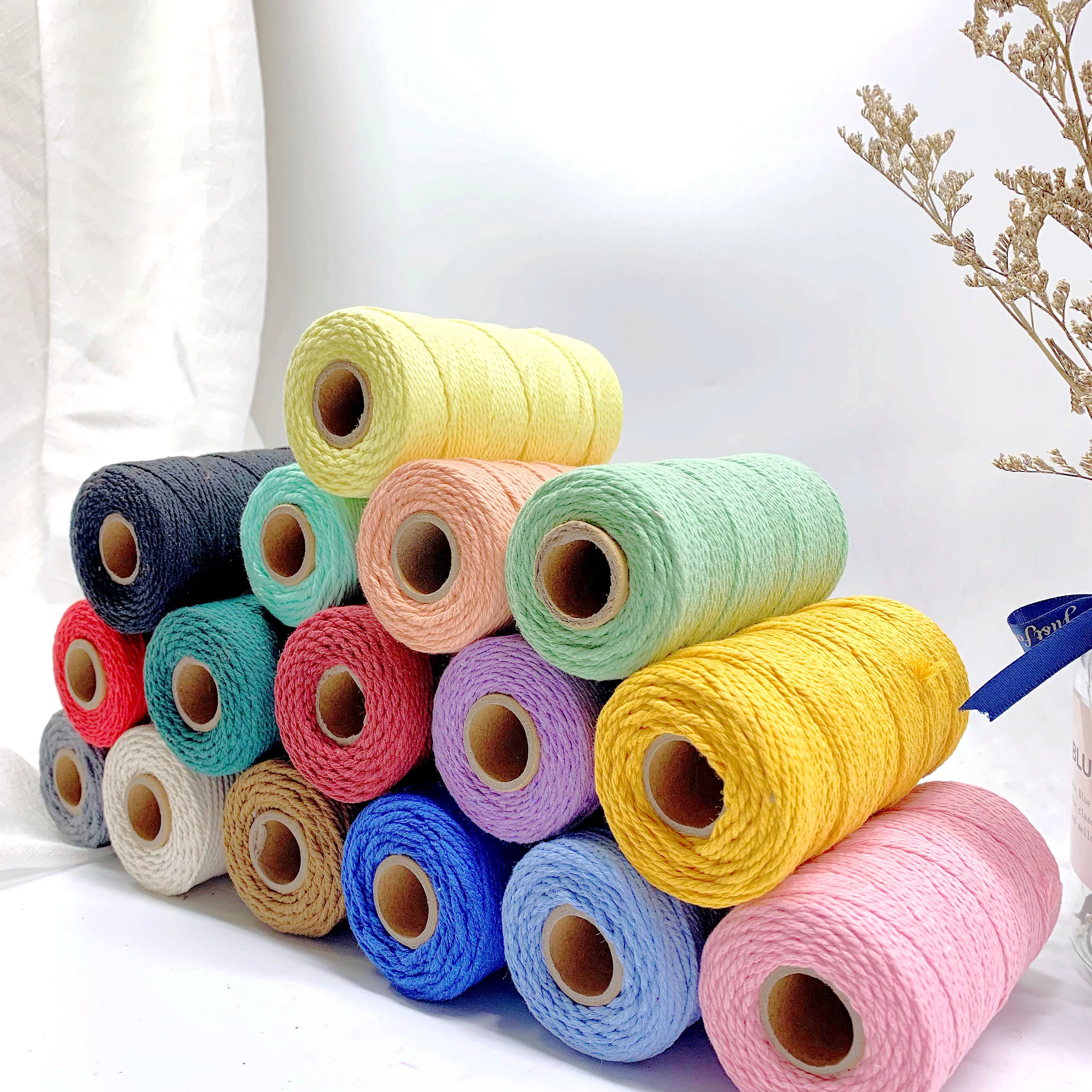 2Mm/100M  High Quality Handmade Pure Cotton Cords Cotton Macrame Rope For Plant Hanger