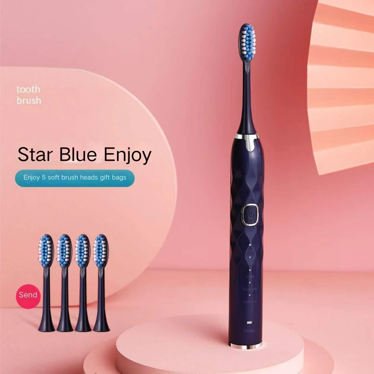 High Quality Smart Sonic 6 Modes Rechargeable Customizable USB Diamond Gradient Optimal Oral Electric Toothbrush