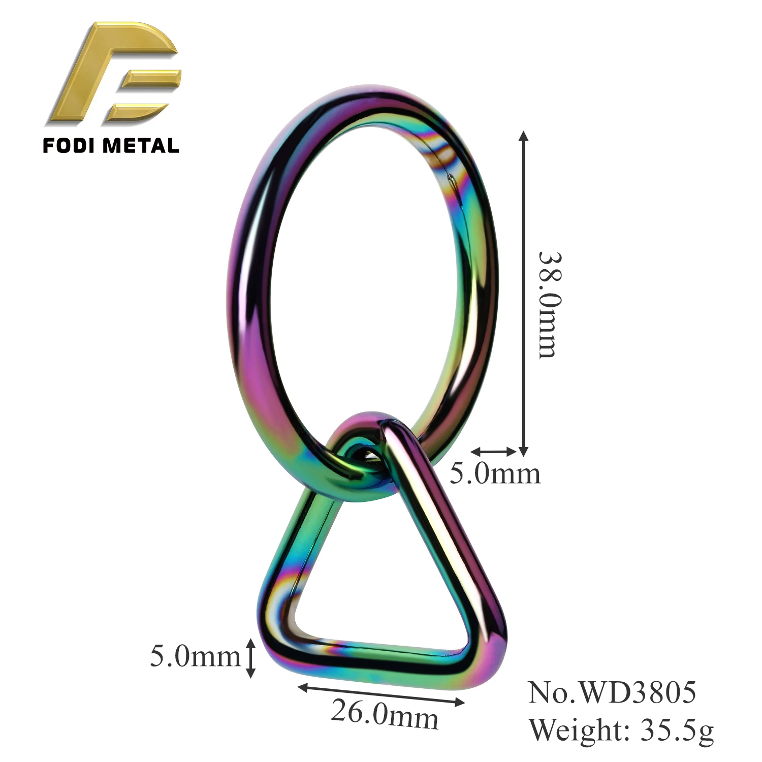WD3805 Pet leash Hardware Metal Triangle O ring buckle For dog