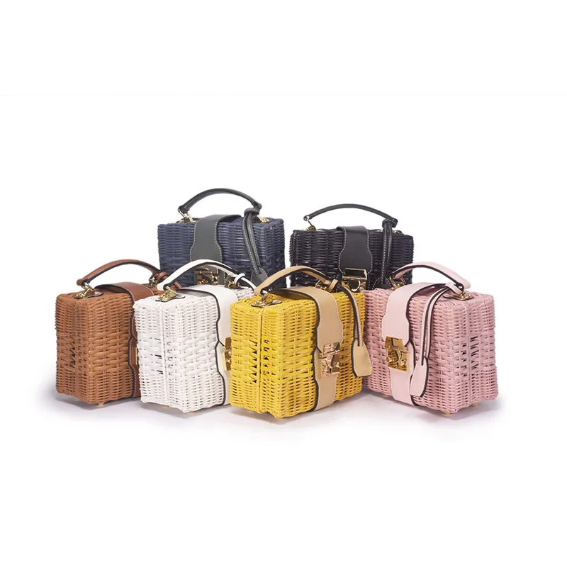 Rattan bag bali rattan bags women handbag vietnam handmade woven round basket indonesia big small shoulder rattan beach bag