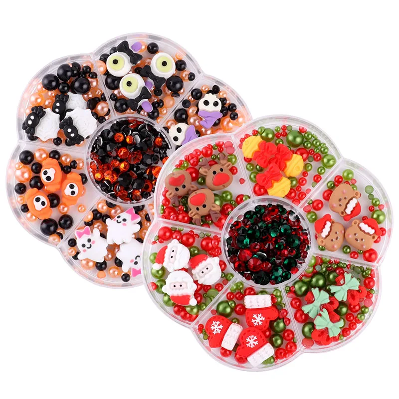 3D Cartoon Halloween Series Nail Charms Cute Angel Ghost Bat Funny Pumpkin Monster Festival Nail Art Decorations DIY Manicure