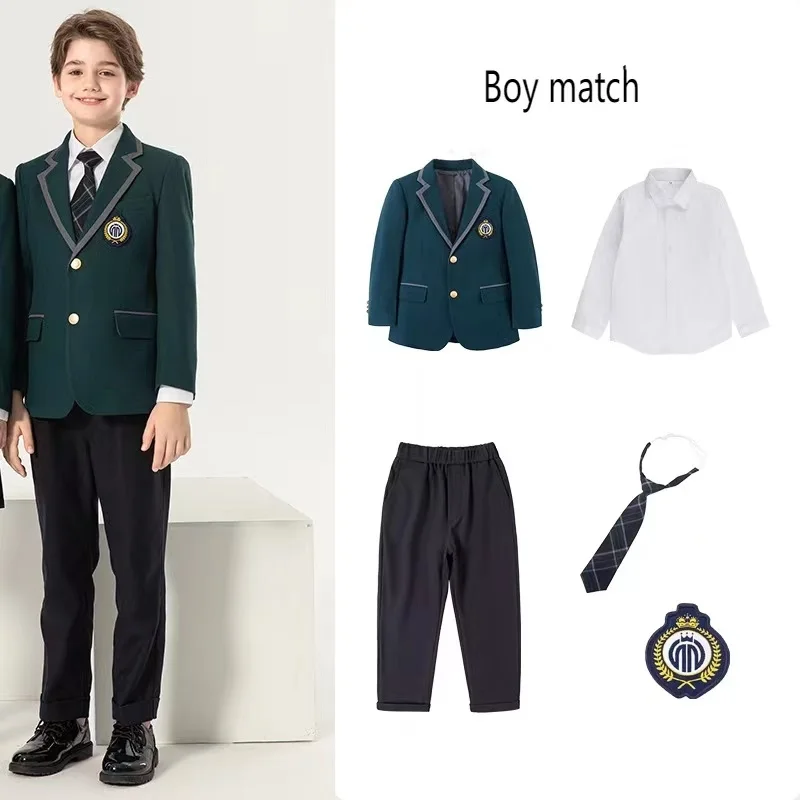 High Quality Kids  Fashion Clothing Beautiful Primary School Uniform Design Blazer and Pants Set 2023