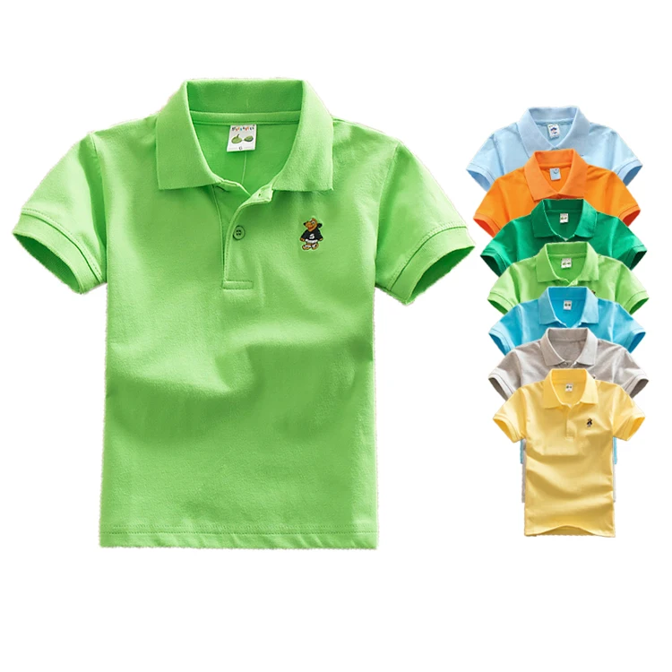 Children Clothes1-14 Years Wholesale Custom Children School Uniform Polo  Shirts Plain Cotton Short Sleevekids   Boy Kids  Shirt