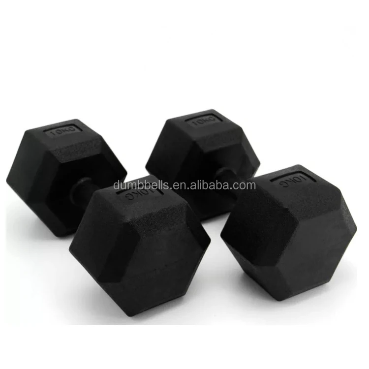 Hot Selling Custom Logo Black Rubber Hex Dumbbell Lbs Home Gym Hexagon Dumbbells kg Weights Set 20kg 50kg Hex Rubber Dumbbells