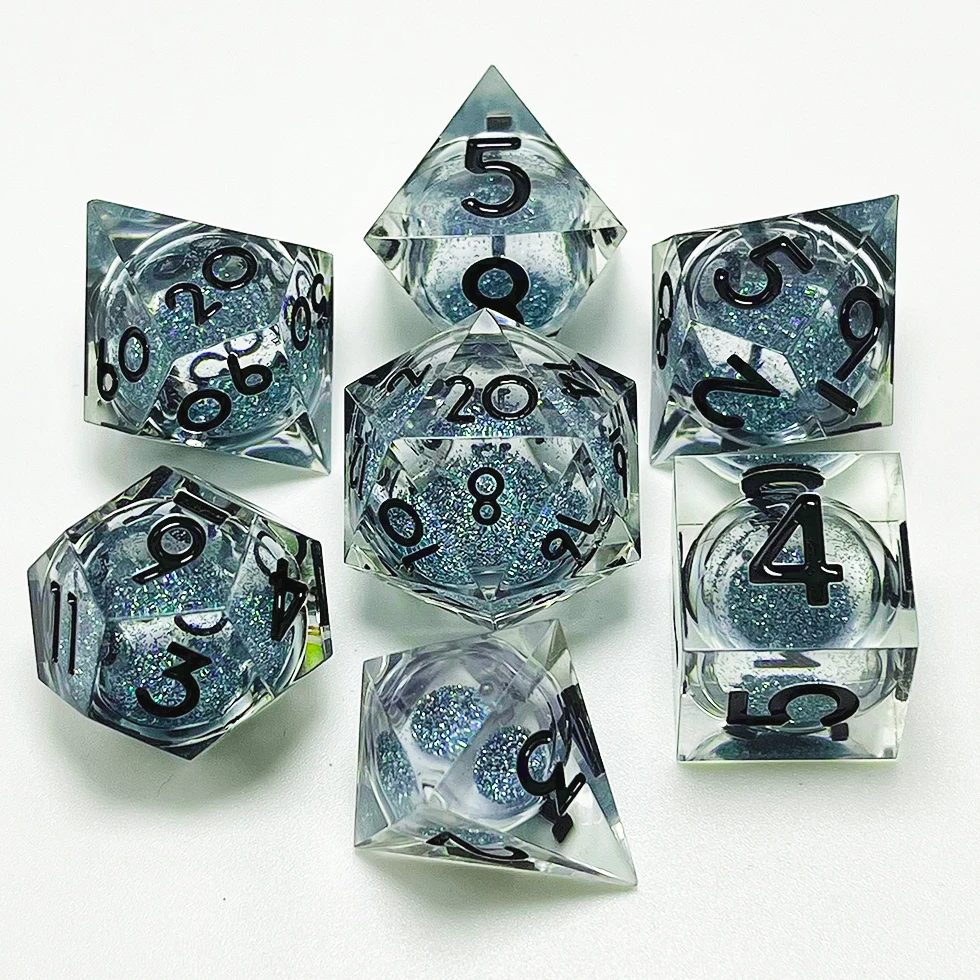 Factory handmade sharp edge liquid core custom dnd dice set for table games