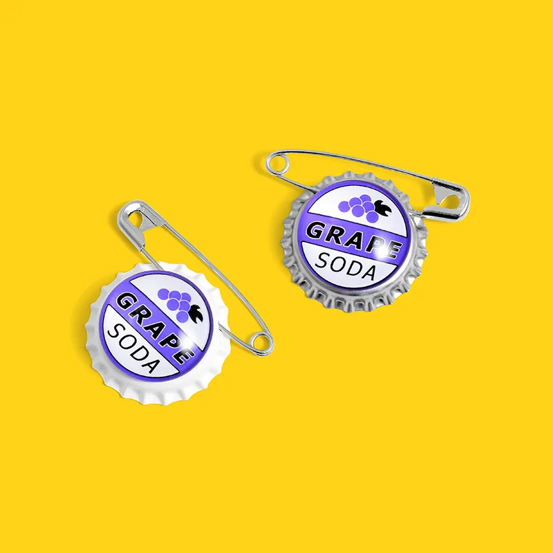 Grape Soda Bottle Pin Japanese Anime Cartoon Movie Badge Jewelry Brooches Denim Shirt Lapel Safe