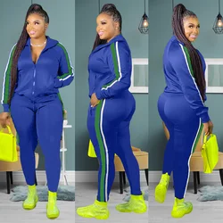 Fall Spring 2021casual Women Lady Zipper Long Sleeve Tracksuit Fitness 2 Two Piece Outfits Jogger Pants Set For Women Clothing