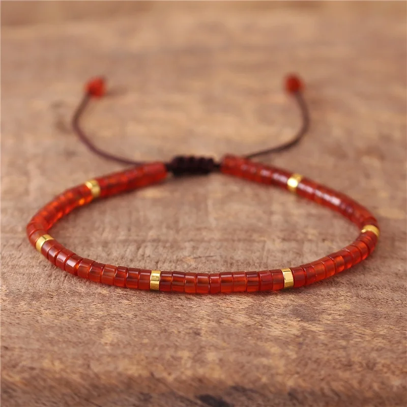 61 Colors Bohemia 4mm Minimalist Handmade Small Natural Stone beads Braided Bracelet Dainty Adjustable Gemstone Bracelet Jewelry