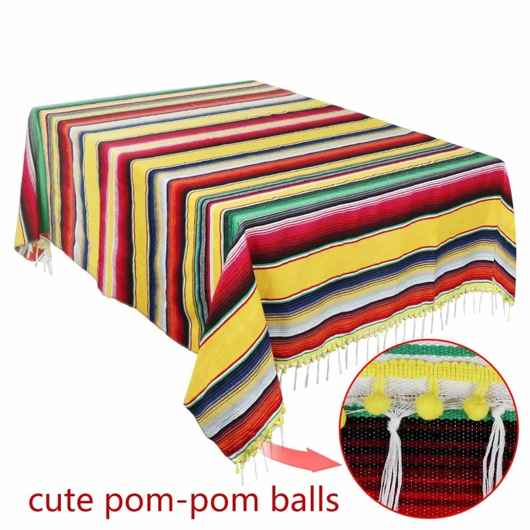 Mexican Serape Blanket Outdoor Table Cover Table Cloth Mexican Festival Large Square Cotton Woven 100% Polyester Modern Printed