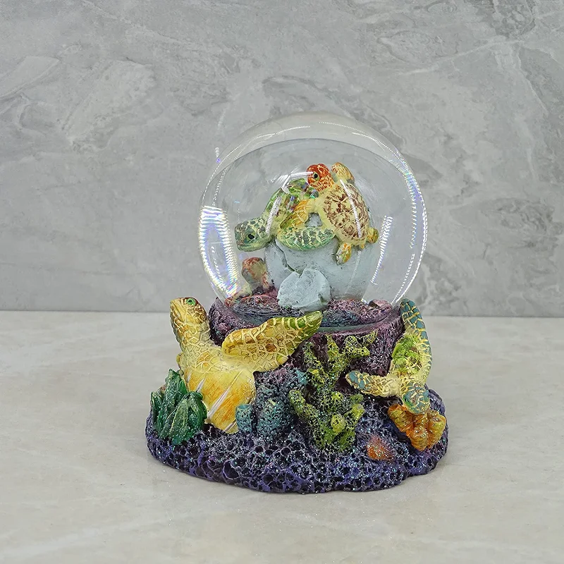 Ocean Life Beach Themed Gift Decor Figurine Snowglobe Handmade Crystal Water Ball Turtle Snow Globes