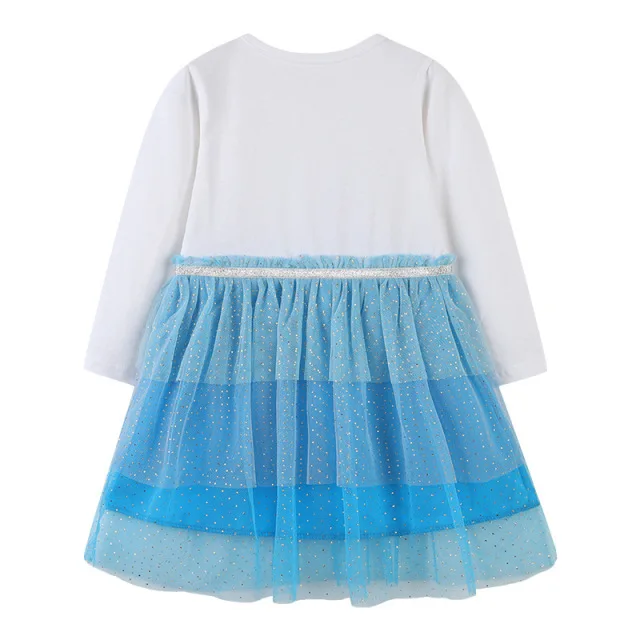 White Top And Blue Yarn Skirt Toddler Dress Girl 2-7 Year Old Girl Clothes
