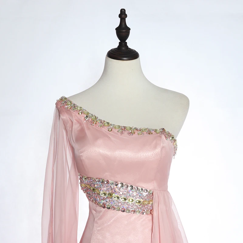Wholesale custom banquet one shoulder short skirt prom dress pink