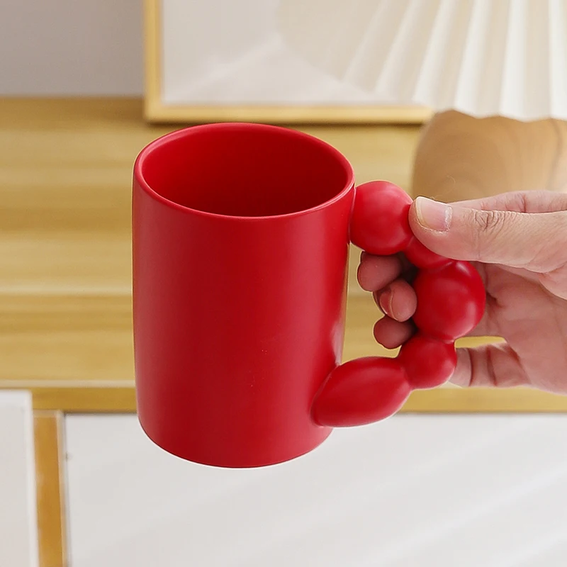 INS creative beaded matte nordic mug with round handle ceramic coffee cup mug