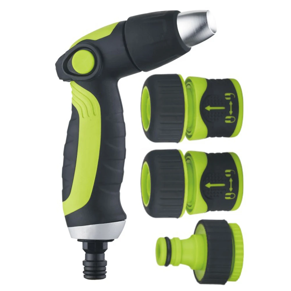 JS garden handheld pistol plastic adjustable spray water gun nozzle high pressure hose