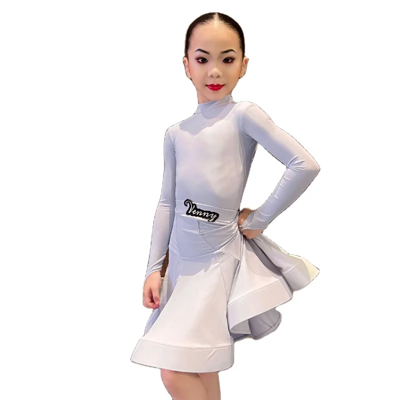 Vennystyle Elegant Floral Lace Patchwork Dress Sleeveless Leotard for Adults Modern Latin Dance Performance Wear Stage Use